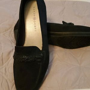Black suede loafers